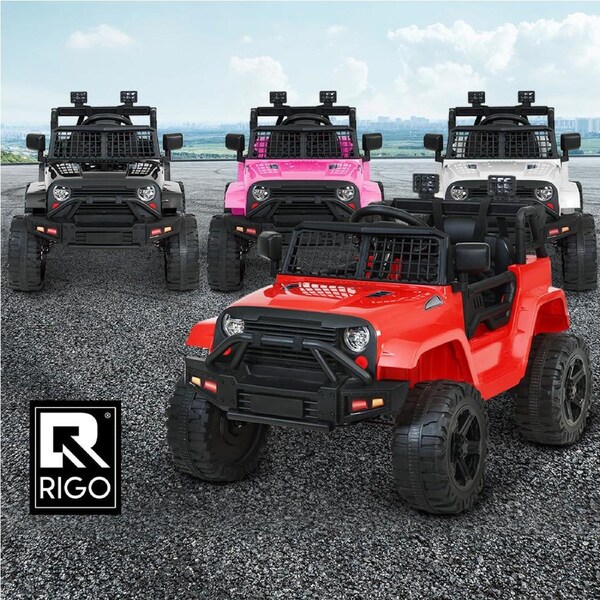 Rigo Kids Ride On Car Electric 12V Car Toys Jeep Battery Remote Control Toys Black