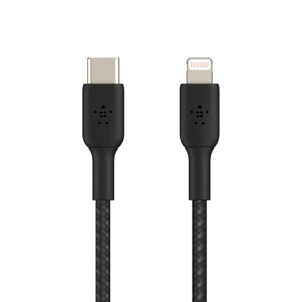 Belkin BoostCharge USB-C to Lightning Braided Cable for Apple Devices - Black