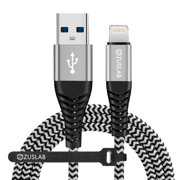 [1M+2M] ZUSLAB Nylon USB-A to Lightning Charging Cable Charger Cord for Apple iPhone 14 Pro Max / 14 Pro / 14 / 14 Mini - Black