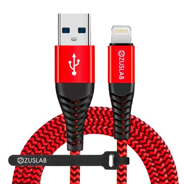 [1M+2M] ZUSLAB Nylon USB-A to Lightning Charging Cable Charger Cord for Apple iPhone 14 Pro Max / 14 Pro / 14 / 14 Mini - Red