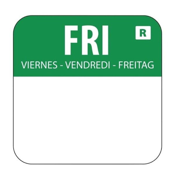 Hygiplas Day of the Week Removable Label Friday 1'' (Roll 1000)