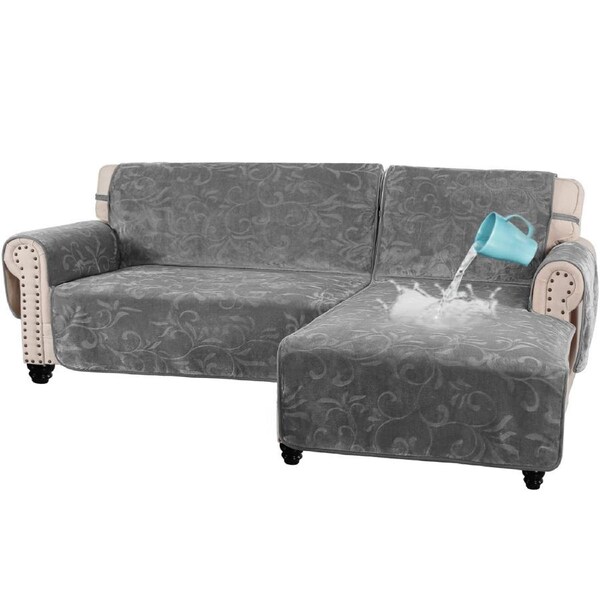 L Shaped Sofa Covers 100% Waterproof Chaise Lounge Covers for Pets Dogs 2 Pieces, Left/Right Sectional, Large Ivory / Left Sectional