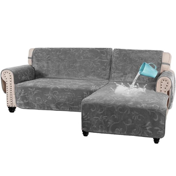 L Shaped Sofa Covers 100% Waterproof Chaise Lounge Covers for Pets Dogs 2 Pieces, Left/Right Sectional, Large Ivory / Right Sectional