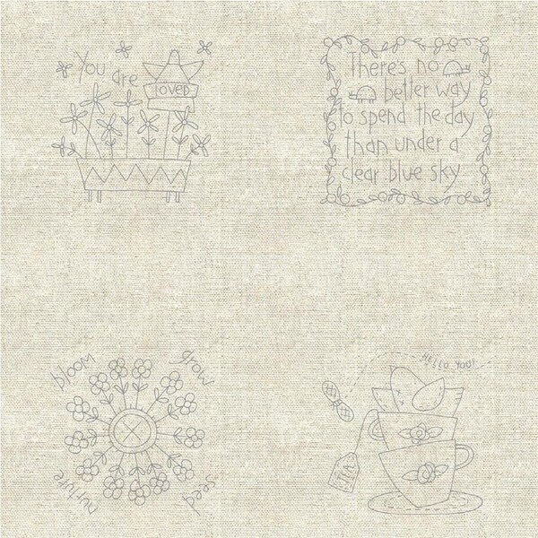 Patchwork Quilting Linen Printed Fabric Blume and Grow by Natalie Bird