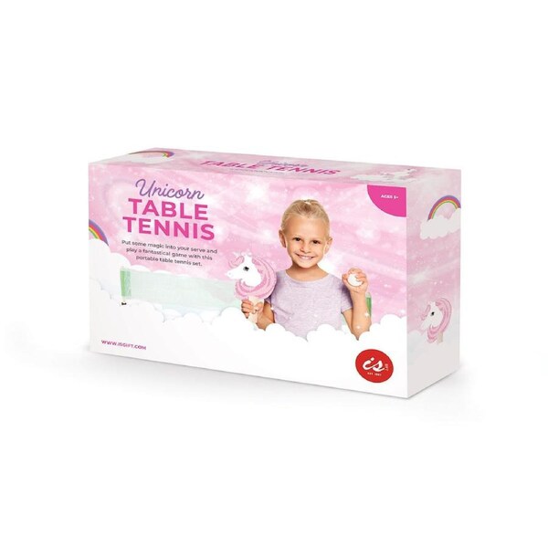 IS GIFT Unicorn Table Tennis Ping Pong Set with 2 Bats, Net & Balls