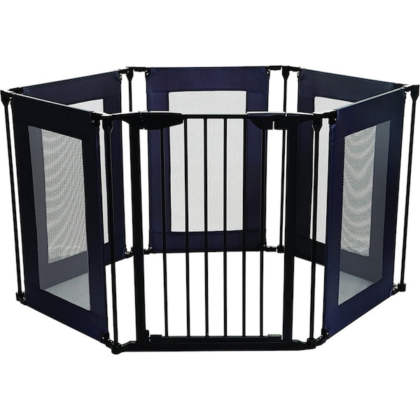 Dreambaby Brooklyn Converta Mesh Play Pen/Barrier Gate Baby/Toddler Black/Grey