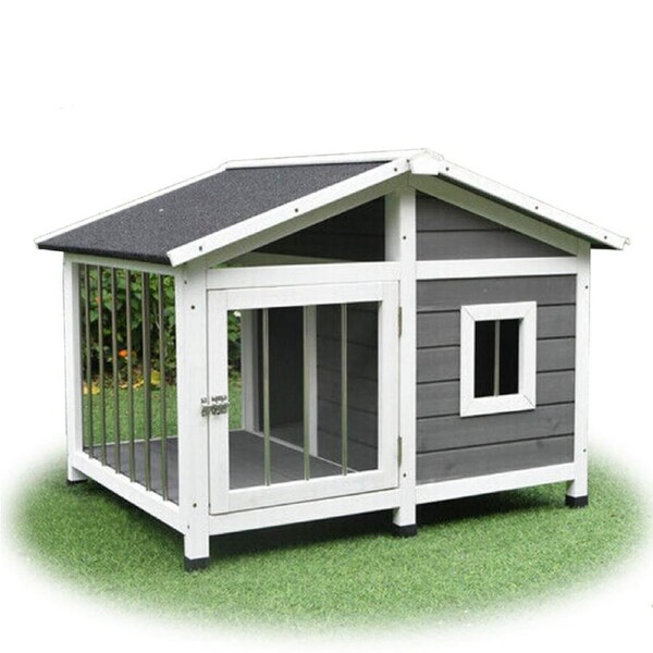 Pawhub Pet Dog Kennel Dog Cage Timber House Awning Cabin Wooden Log Box Home