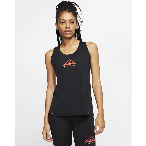 Nike Trail City Sleek Womens Running Top Tank vest Reflective Logo - Black S