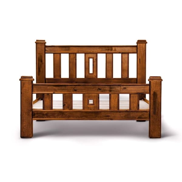 Umber Bed Frame Queen Size Mattress Base Solid Pine Timber Wood - Dark Brown