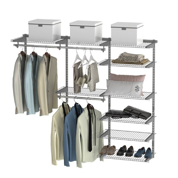 Costway Wall Mounted DIY Closet Rack Custom Clothes Organizer System w/5 Shelf Bedroom Home