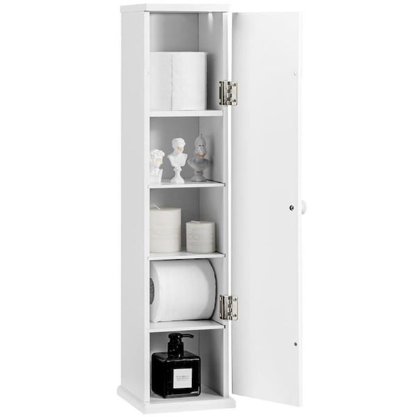 Costway 5-tier Bathroom Storage Cabinet Toilet Paper Holder Stand Toilet Caddy Tissue Holder Narrow Shelf