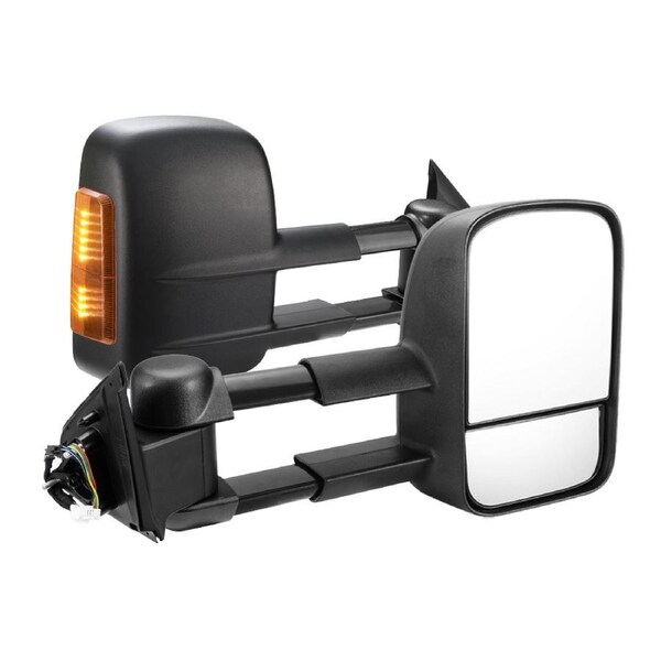 SAN HIMA Extendable Towing Mirrors for Nissan Navara D23 NP300 2015-On Black