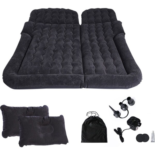 SOGA Black Inflatable Car Boot Mattress Portable Camping Air Bed Travel Sleeping Essentials