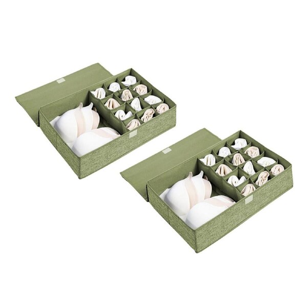 SOGA 2X Green Flip Top Underwear Storage Box Foldable Wardrobe Partition Drawer Home Organiser