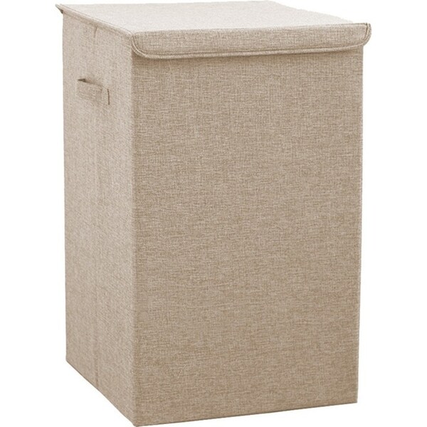 SOGA Beige Large Collapsible Laundry Hamper Storage Box Foldable Canvas Basket Home Organiser Decor
