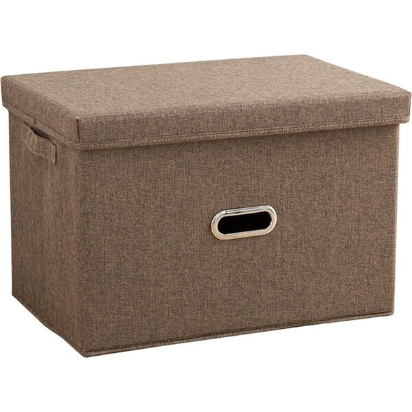 SOGA Coffee Super Large Foldable Canvas Storage Box Cube Clothes Basket Organiser Home Decorative Box