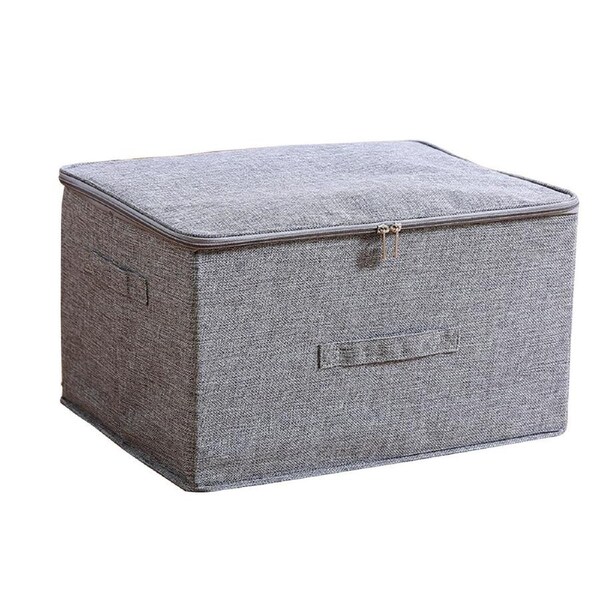 SOGA Grey Large Portable Double Zipper Storage Box Moisture Proof Clothes Basket Foldable Home Organiser