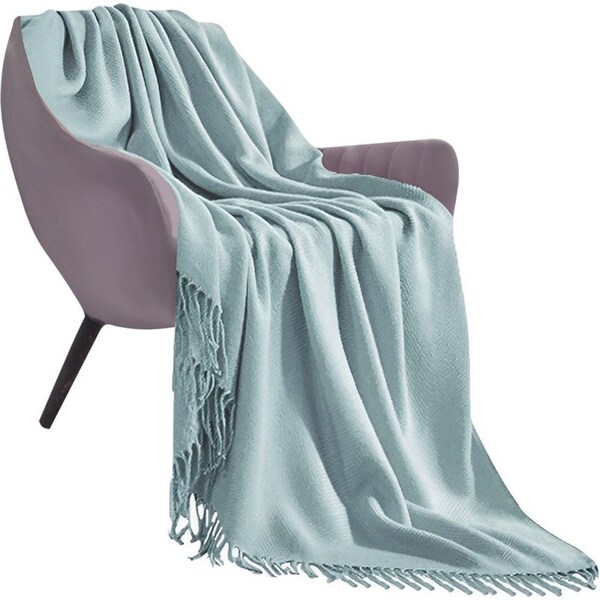 SOGA Grey Acrylic Knitted Throw Blanket Solid Fringed Warm Cozy Woven Cover Couch Bed Sofa Home Decor