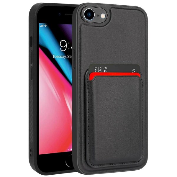 ZUSLAB iPhone SE 2020 Case, Magnetic Detachable Card Holder Wallet Shockproof Heavy Duty Protective Cover for Apple - Black