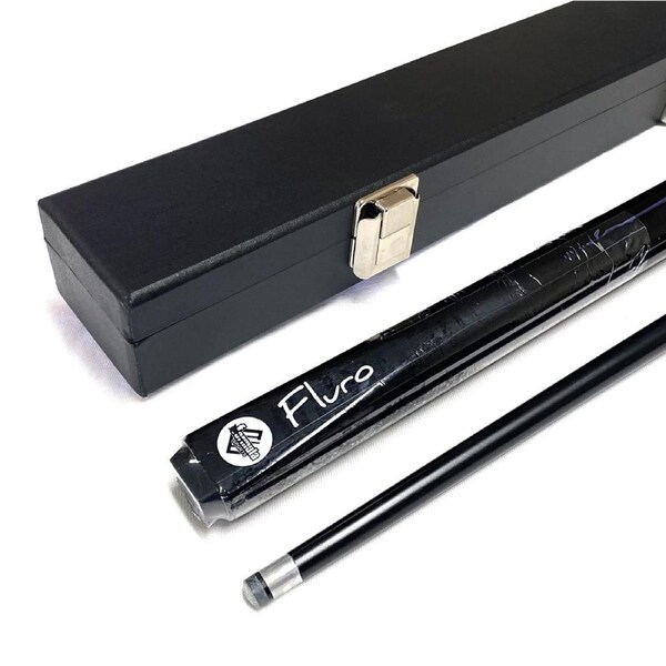 FLURO Black Pool Snooker Billiard Cue and Case