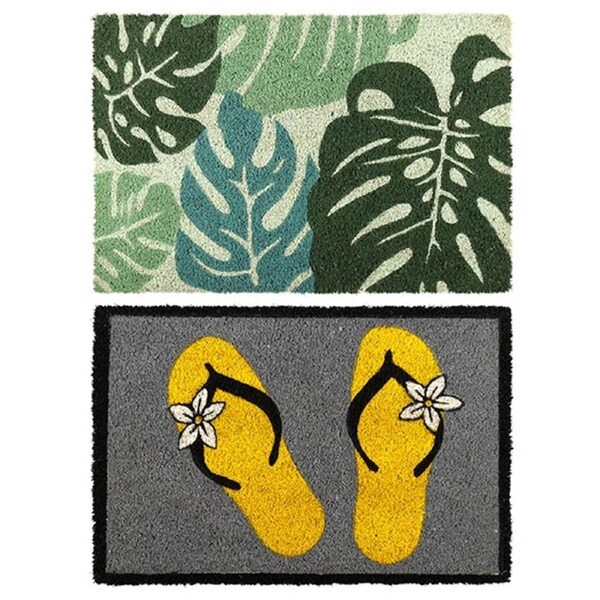 YES4HOMES 2 x Doormat for Front Door Entryway Outdoor Cursive Natural Coconut Coir Floor mat 40x60cm