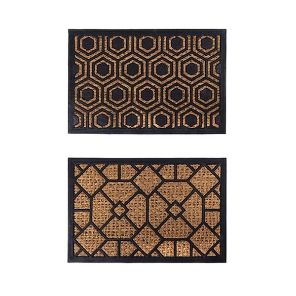 YES4HOMES 2 x Front Door Entryway Doormat Cursive Natural Coconut Coir Floor Mat Outdoor