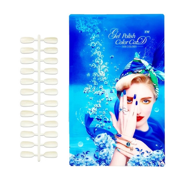 308 Color Nail Gel Polish Display Book Chart Acrylic with 360 Tips (Blue)