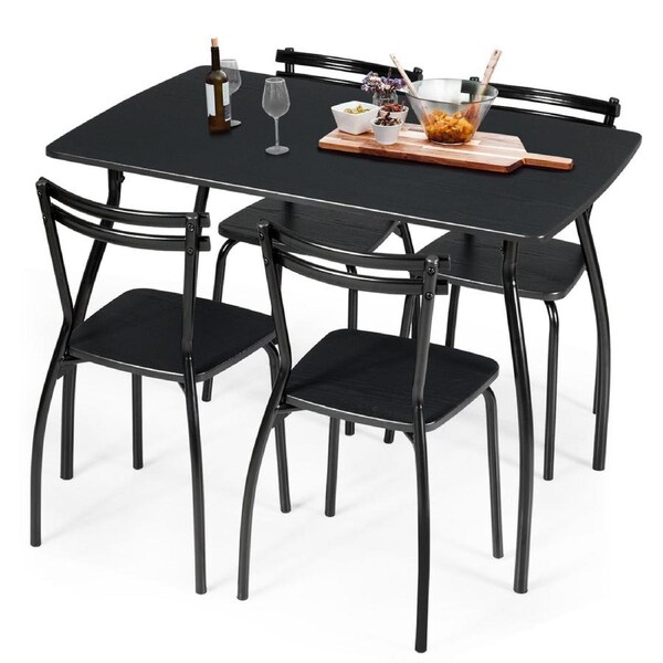 Costway 5pcs Modern Dining Table and Chairs Set Kitchen Furniture Cafe Home