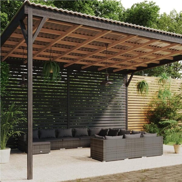 12 Piece Garden Lounge Set with Cushions Poly Rattan Grey vidaXL