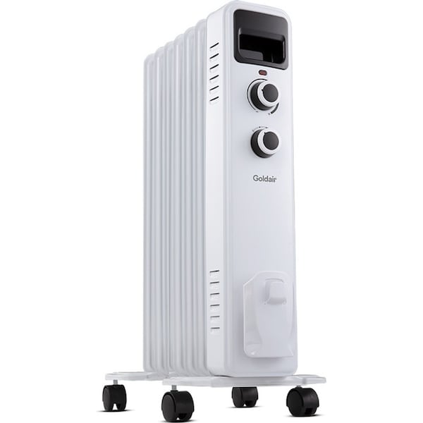 Goldair 7 Fin 60cm Oil Column Heater 1500W White Home/Indoor Portable Heating