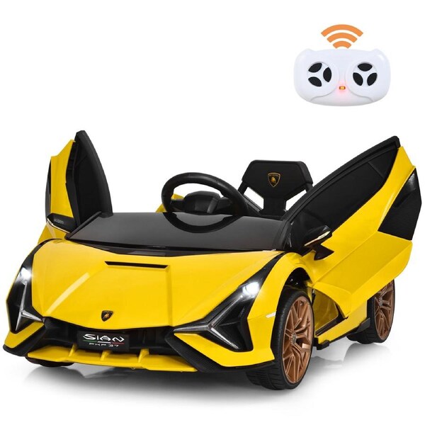 Costway Lamborghini Licensed Ride On Car 12V Electric Toy Car w/Remote MP3 HornGift Yellow
