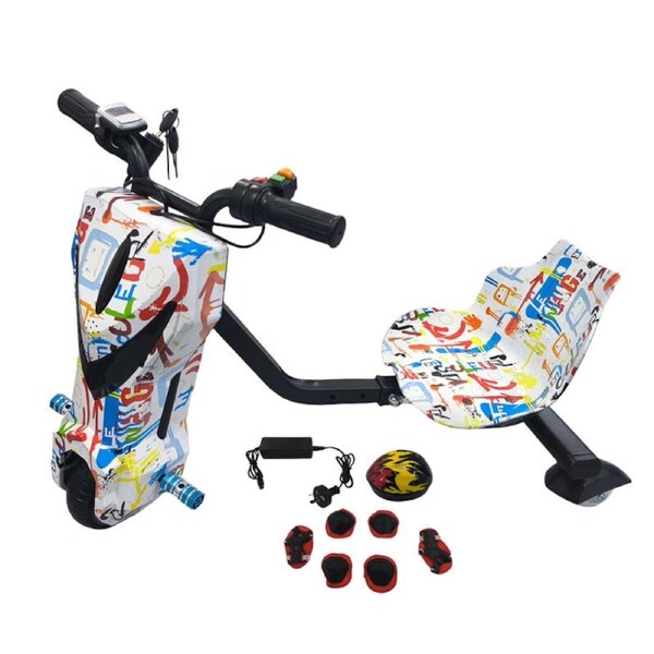 New Graffito Electric Drift Go Kart for Kids 3-Wheel Ride On Trike with Bluetooth 350W Xmas