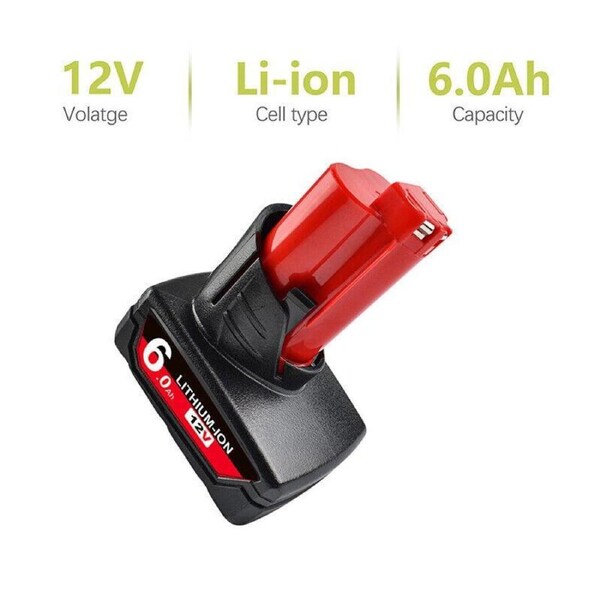 Milwaukee Compatible 12V Battery XC 6.0Ah M12 48-11-2402 48-11-2412 48-11-2440 M12B4