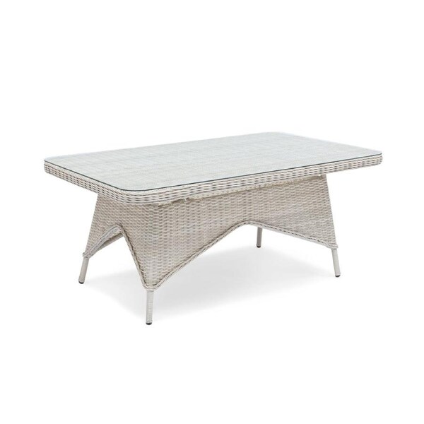 FurnitureOkay Rosebud Wicker Outdoor Low Dining Table - White Shell