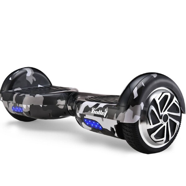 Bullet Gen III Hoverboard Scooter Dual Copper Motors, UL Certified, AU Compliant, 6.5" Wheels, Superior Self Balancing System, LED Lights, Carry Bag, Camo Grey