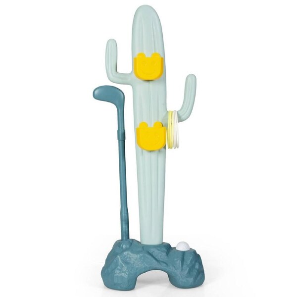 3-In-1 Cactus Toy Play Stand Set w/Golf Ring & Sandbag Toss Game Indoor Activity Storage Rack Gift
