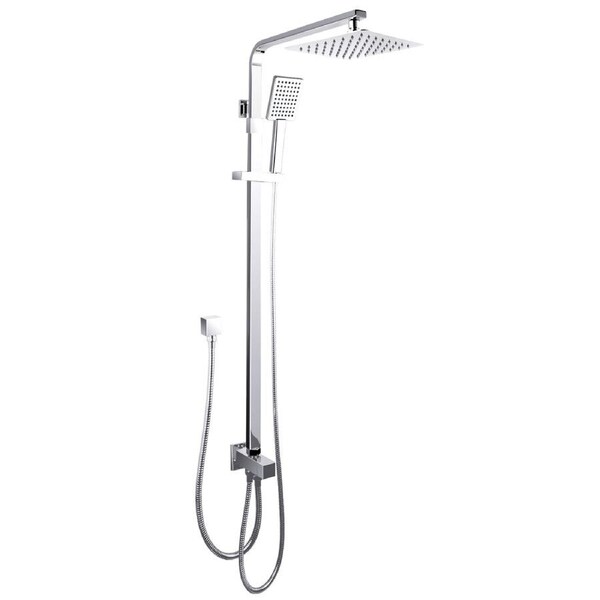 ACA WELS Square 8" Ultrathin Rainfall Shower Head Handheld Set Adjustable Sliding Height Rail Gooseneck Arm Wall Diverter Chrome