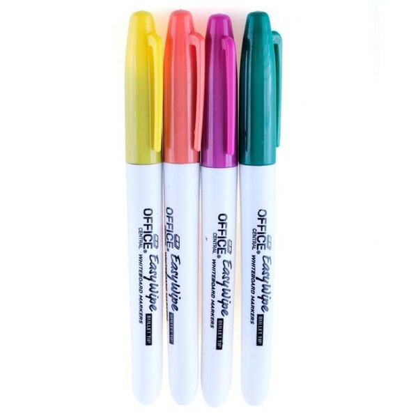 4Pcs Fine Tip Whiteboard Markers Coloured Office Central Study Meeting