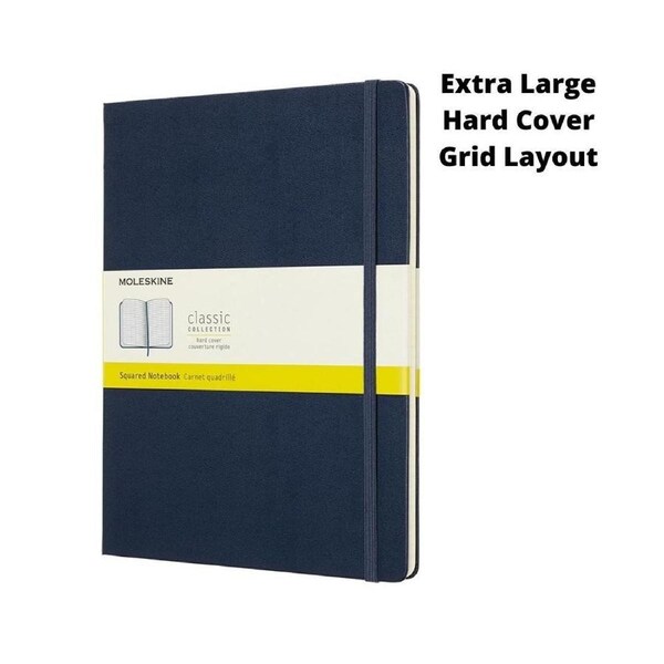 Moleskine Classic Extra Large Hard Cover Notebook Grid - Sapphire Blue