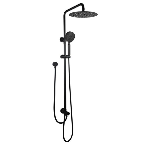 ACA WELS Round 8" Ultrathin Rainfall Shower Head 5-MODE Handheld Set Adjustable Sliding Height Rail Gooseneck Arm Wall Diverter Black