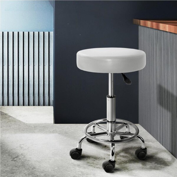 Artiss Salon Stool Round Swivel Chair White