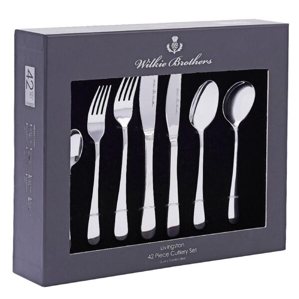 Wilkie Brothers 42 Piece Stainless Steel Livingston Cutlery Set 42pc