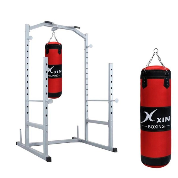 Power Cage - Power Squat Rack - Weights Bench Press + 20kg Boxing Punching Bag