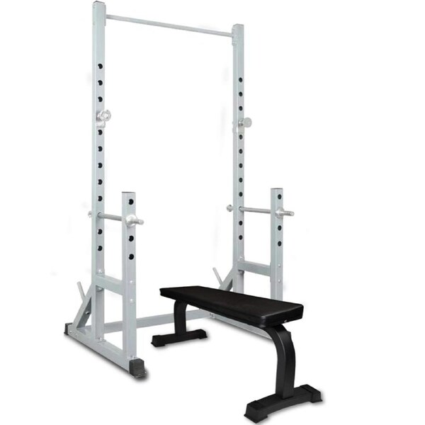 60kg Power Cage - Power Rack Squat Rack - Bench Press Chin Up Flat Weight Bench