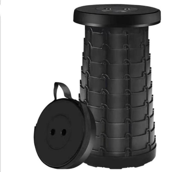 Elora Retractable Portable Telescoping Stool Folding Camping Seat Traveling Black