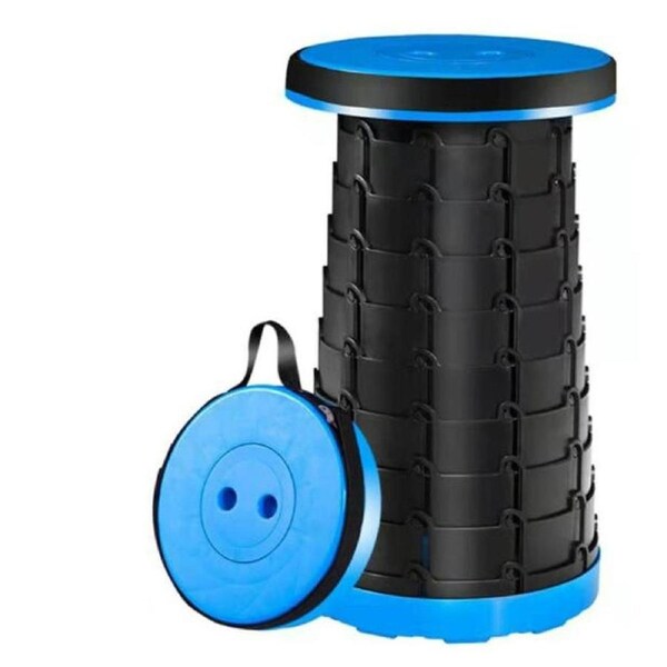 Elora Retractable Portable Telescoping Stool Folding Camping Seat Traveling Blue