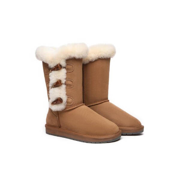 AUSTRALIAN SHEPHERD® UGG Boots Women Sheepskin Wool Horn Toggle Closure Tall Tamari Chestnut / AU Ladies 5 / AU Men 3 / EU 36