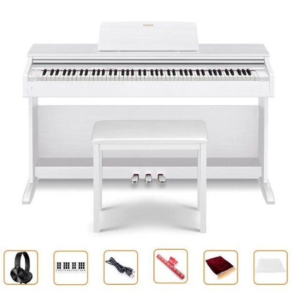 Casio AP-270WE Celviano Digital Piano White w/ Bench and Bonus Bundle