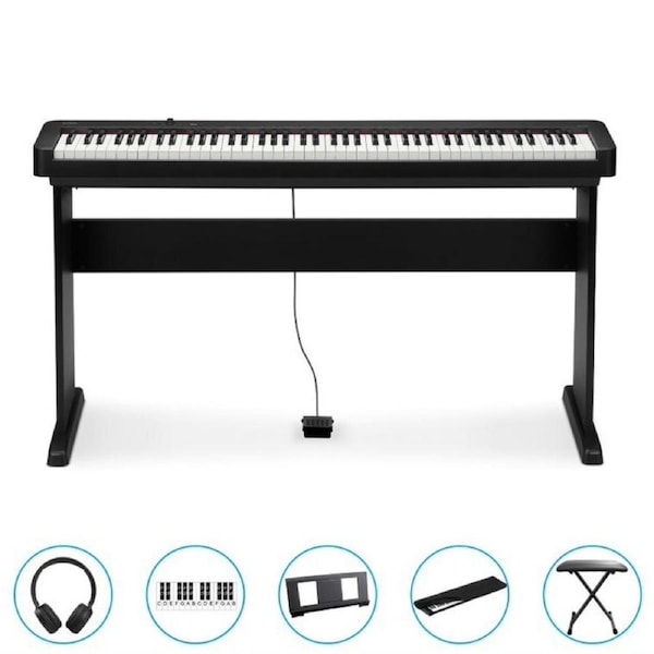 Casio CDP-S110BK 88 Key Digital Piano (Black) BUNDLE Incl CS46 Wooden Stand + CS3 Pedal + Bonus Accessories