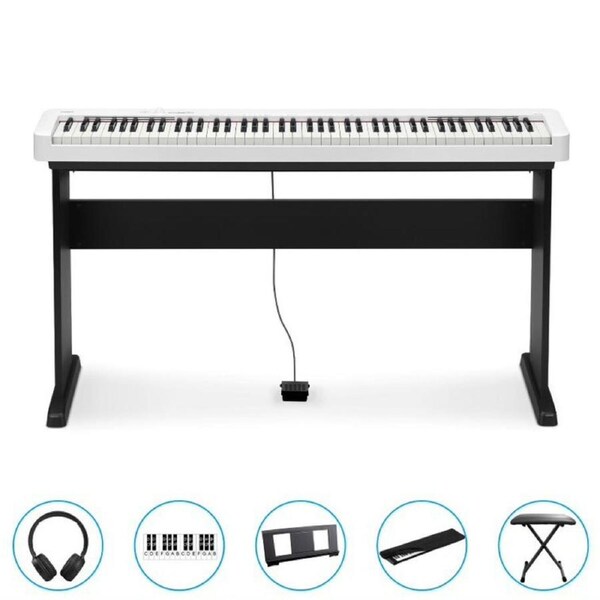 Casio CDP-S110WE 88 Key Digital Piano (White) BUNDLE Incl CS46 Wooden Stand + CS3 Pedal + Bonus Accessories